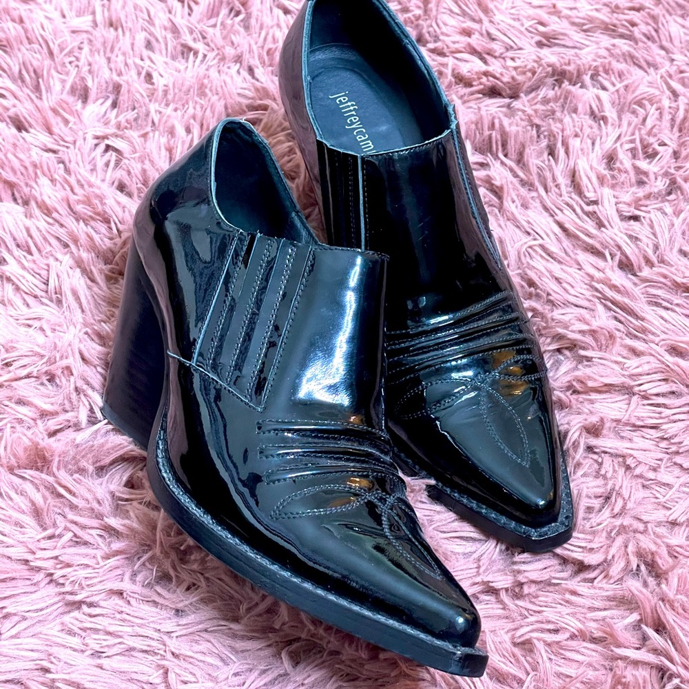 Jeffrey Campbell black patent western bootie hardly worn